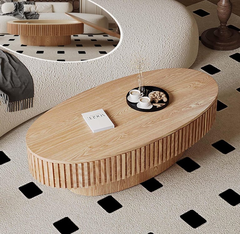 Oval Coffee Table with Storage