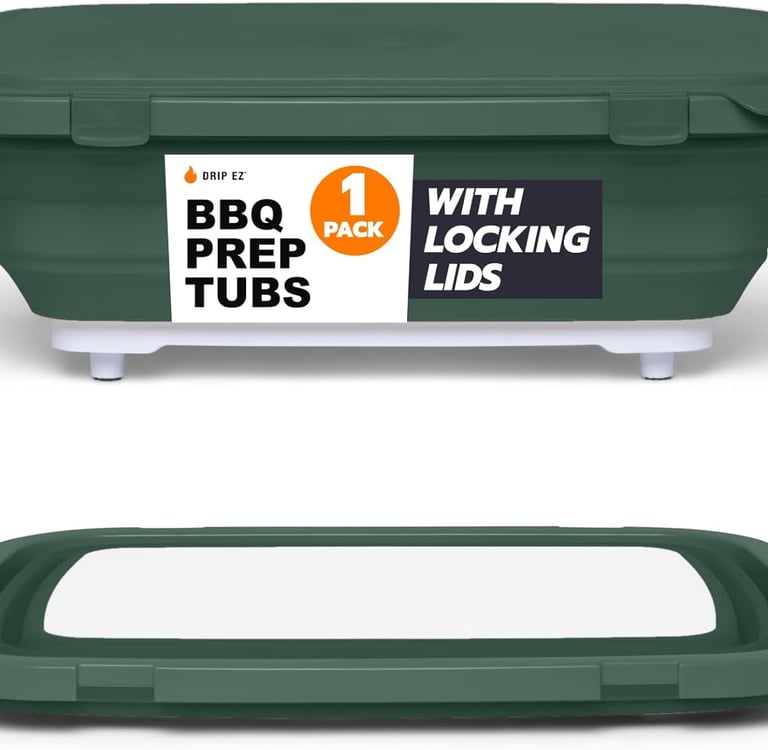 Drip EZ Collapsible BBQ Prep Tub - for Meal Prep Marinating Food Storage - Includes Cutting Board &