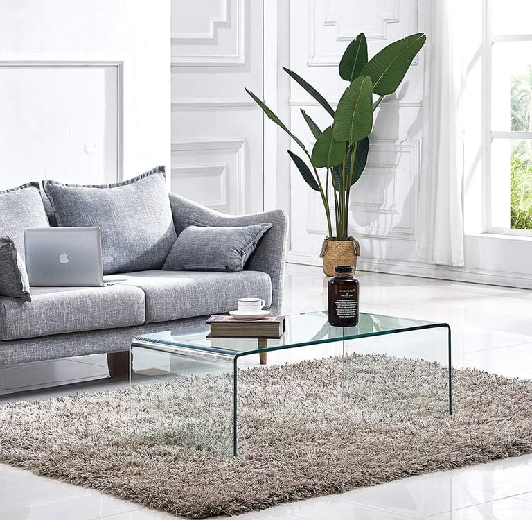 Premium Tempered Glass Modern Clear Coffee Table for Living Room