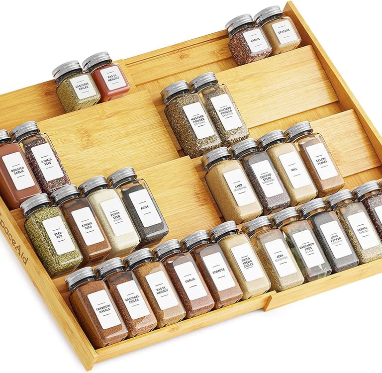 Bamboo Spice Drawer Organizer