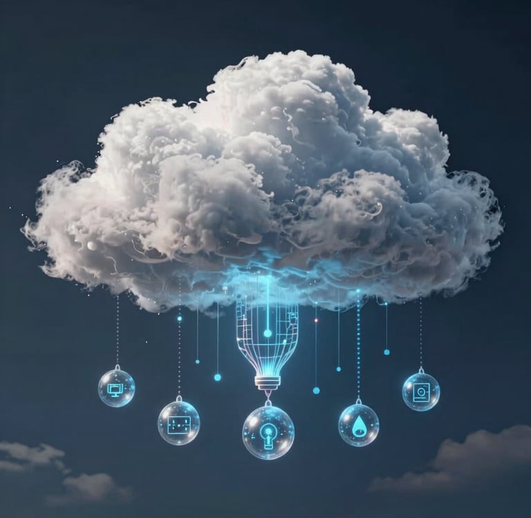 3D render of cloud computing concept