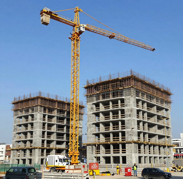seven construction workers standing on white field