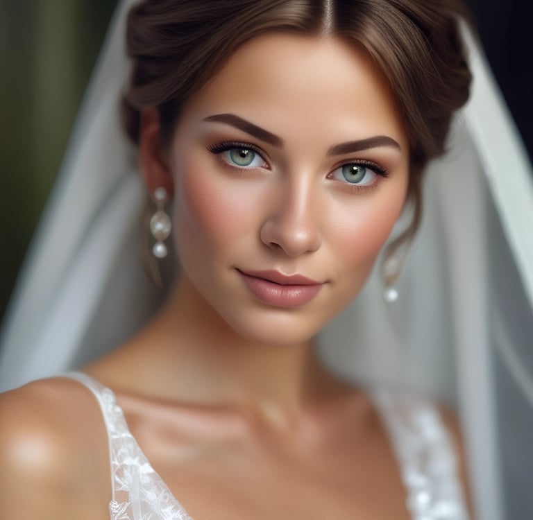 Natural bridal makeup look with glowing skin texture by Maria Padela Dubai.