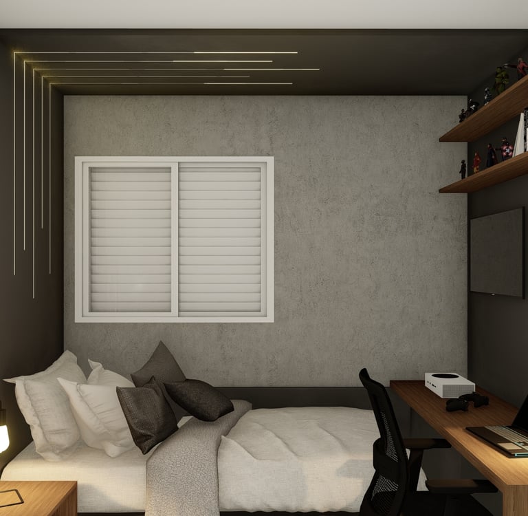 Projeto de design de interiores quarto de menino