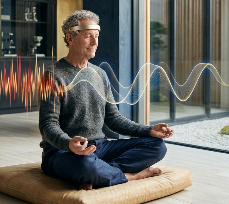 Senior doing meditation