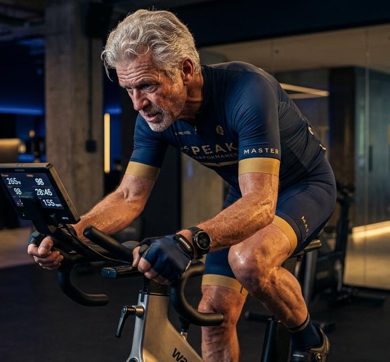 Older man on a cyclette