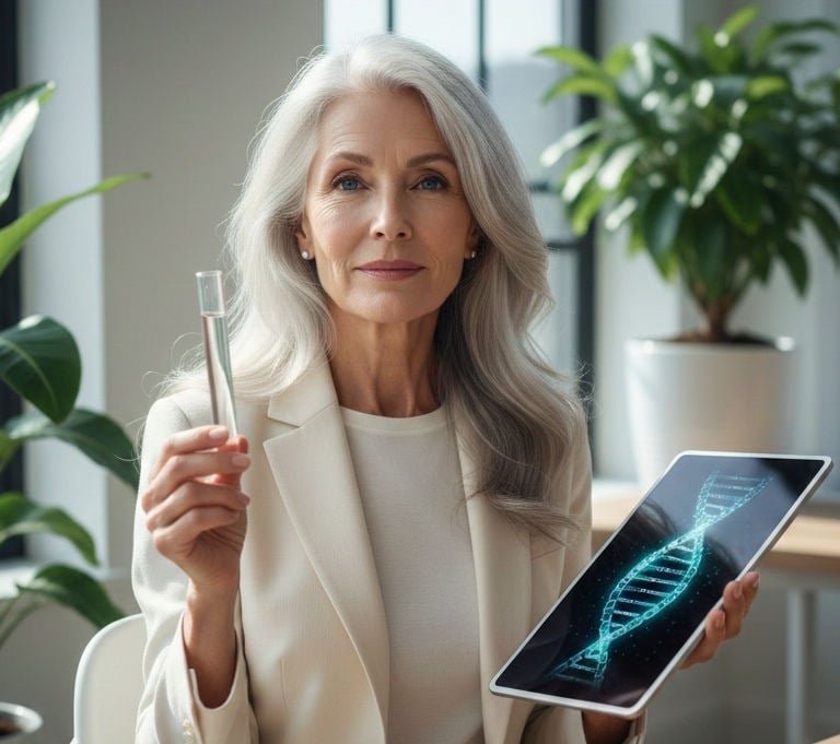 Woman holding a tablet