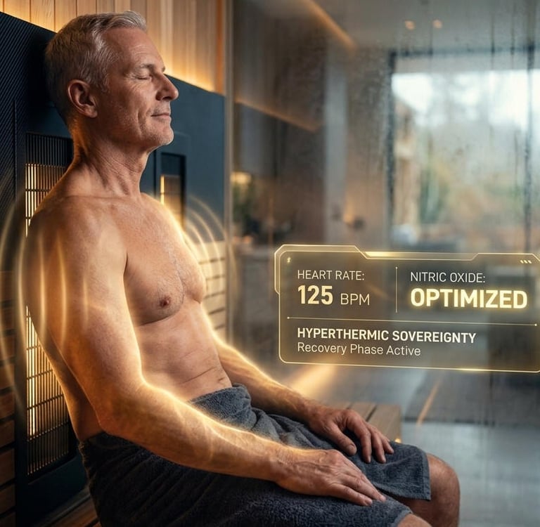 Senior taking an infrared sauna