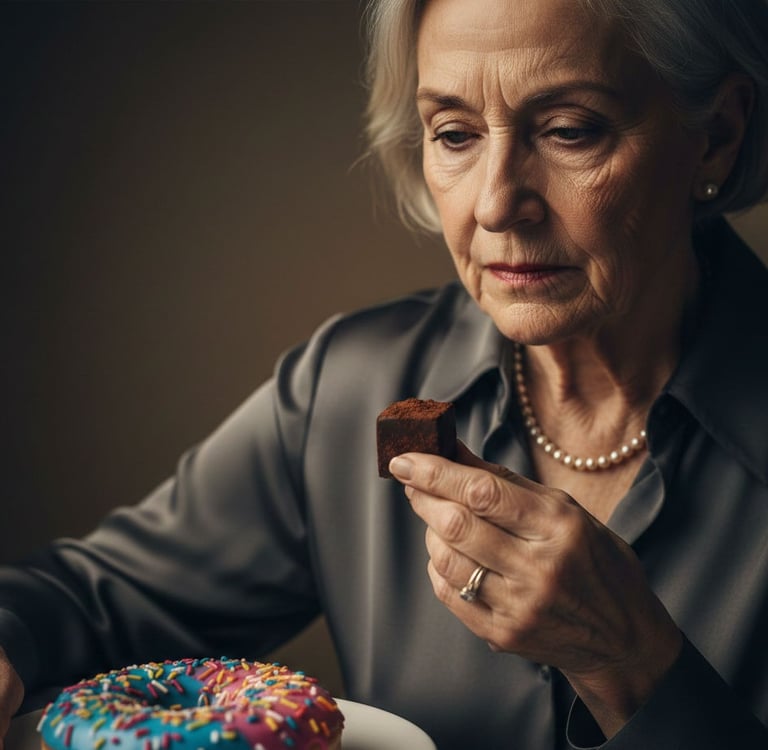 Woman looking at a Stylized Refined Sugar