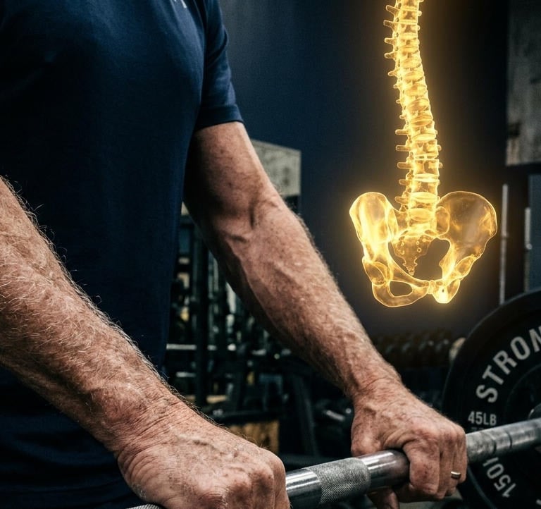Elder man lifting a bar