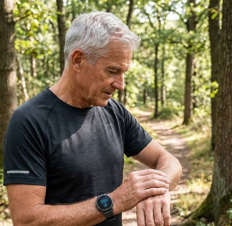 Man looking at the smartwatch
