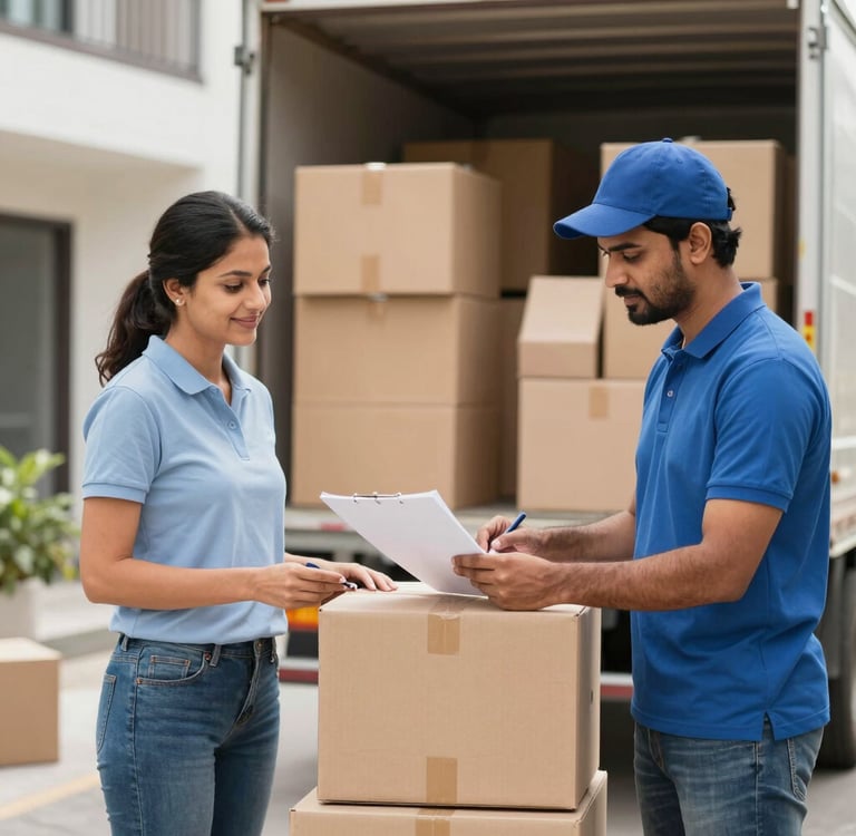 Packers and movers team assisting customer with house shifting quote in Chandigarh