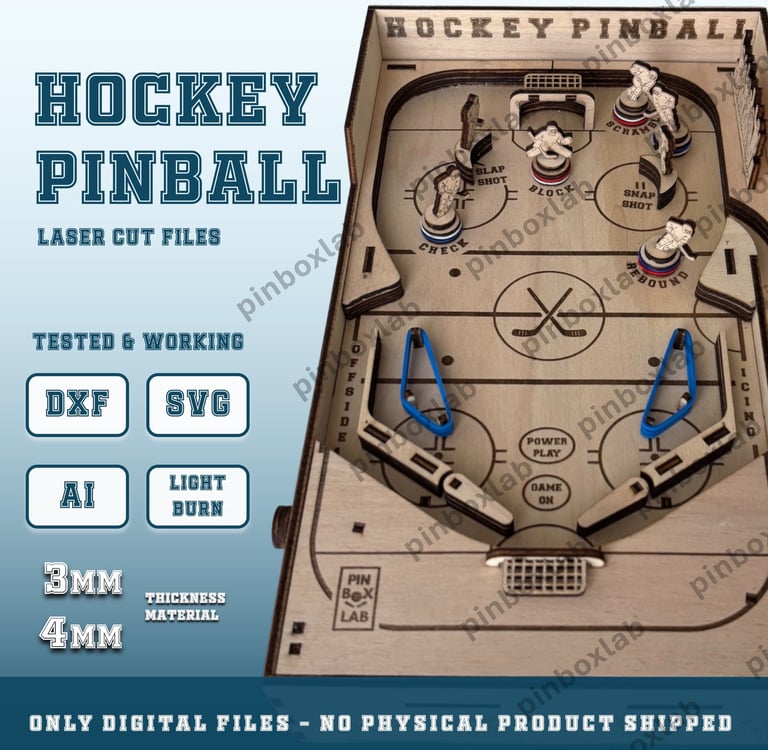 Hockey laser cut pinball machine, DXF SVG LightBurn files
