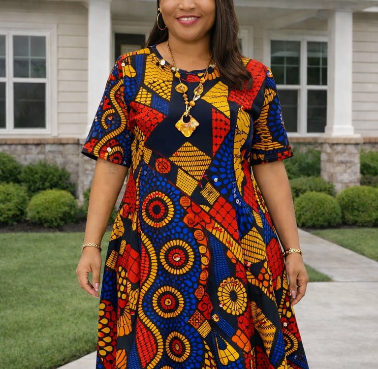 Stylish Knee-Length Ankara Dress for Casual Outings