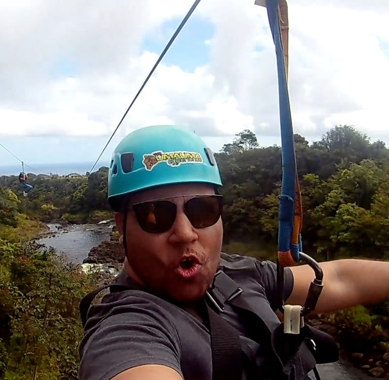 Zip Linning in Hawaii with my Daughter