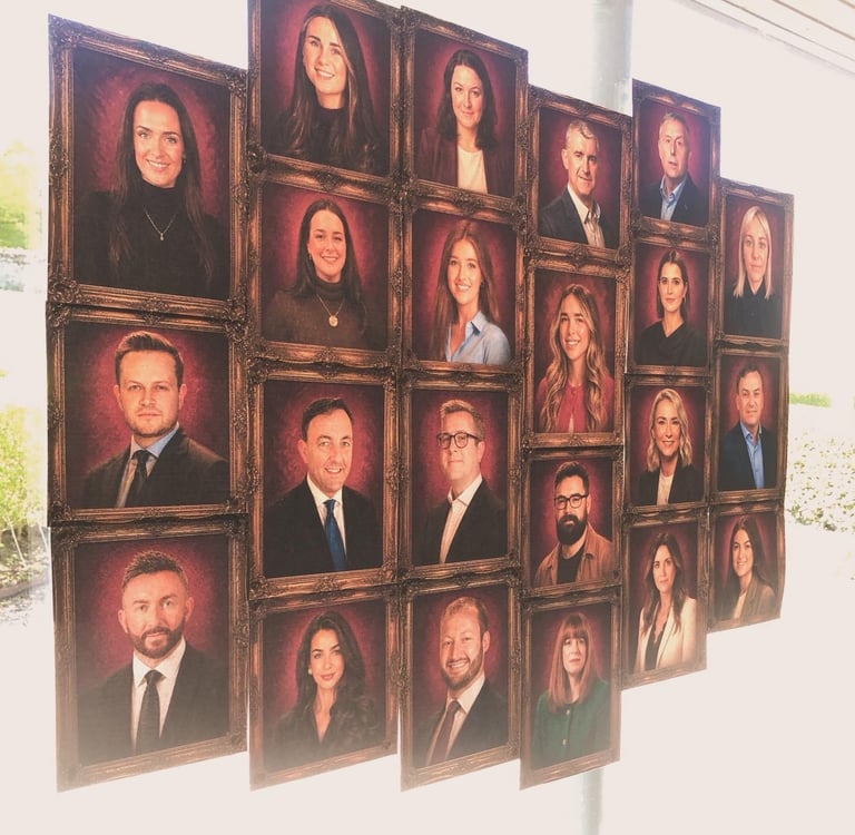 Pictures of corporate team for team building Traitors exercise.