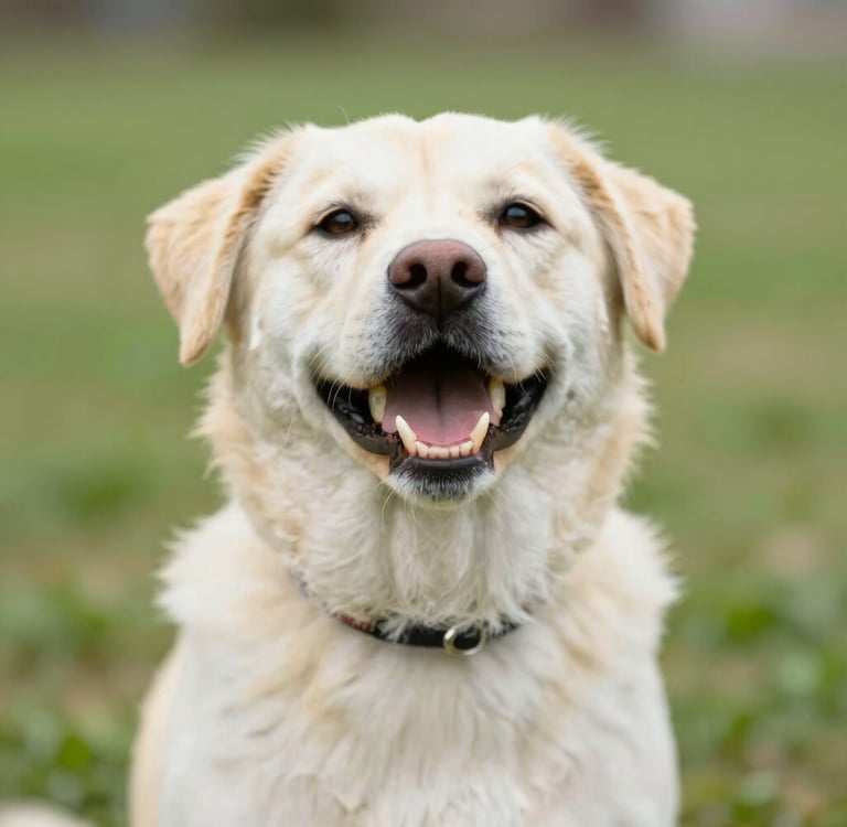 a dog holding a bag of dog food