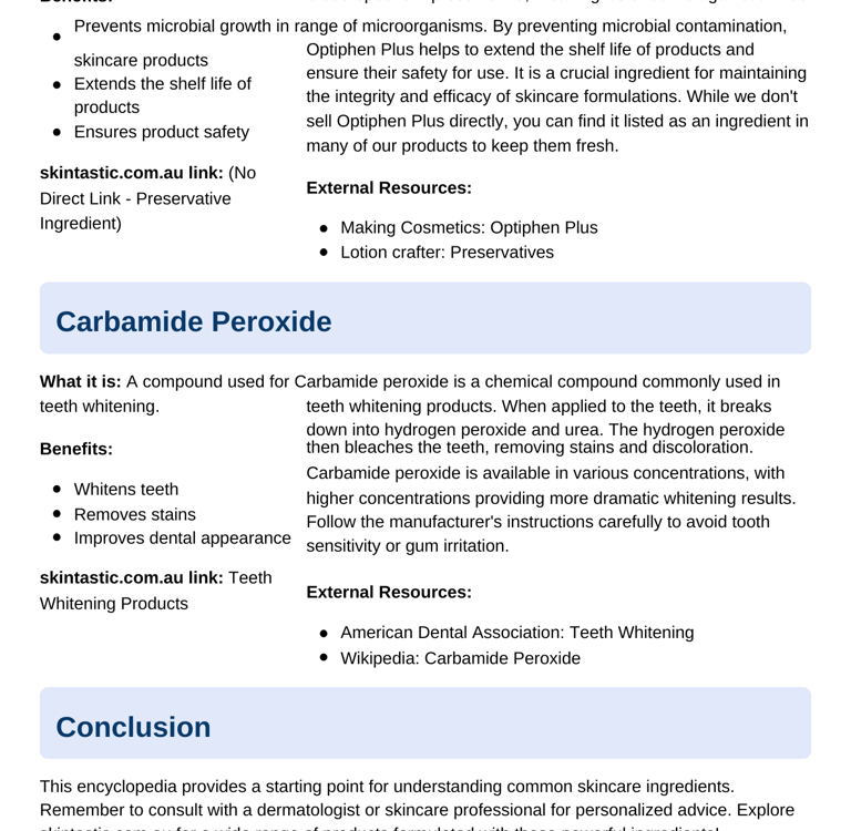 Skintastic Ingredient encyclopedia 44% Carbamide Peroxide Teeth Whitening Kit
