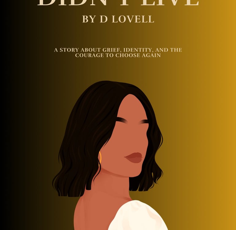 The Life I Didn't Live book cover by D Lovell featuring a minimalist illustration of a woman.
