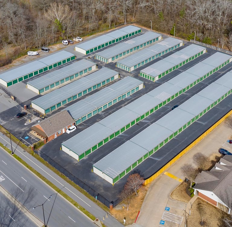 Aerial view of Alcoa Road Storage at 6111 Alcoa Road in Benton, Arkansas