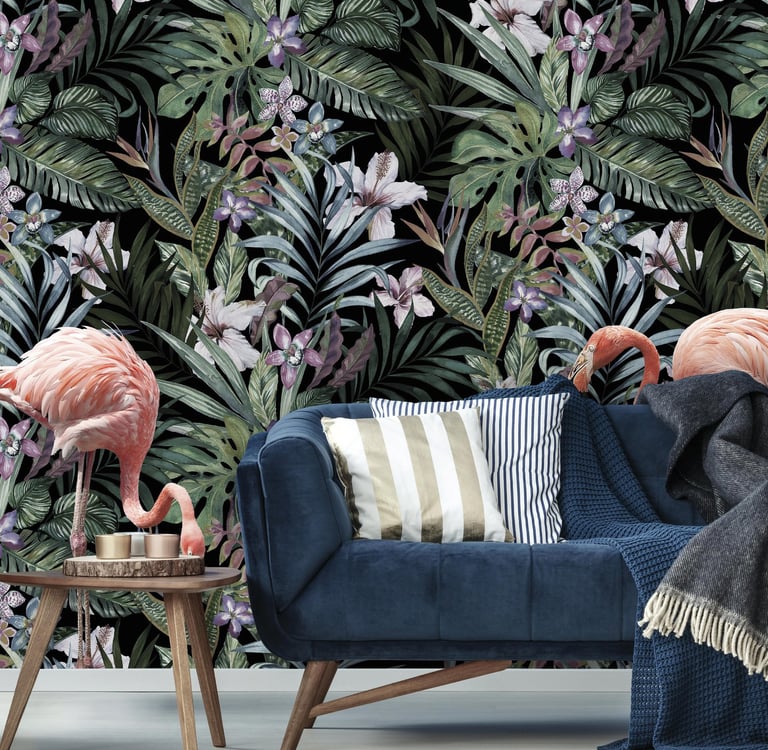 Jungle Flamingo wall design on Dimense Media Matt