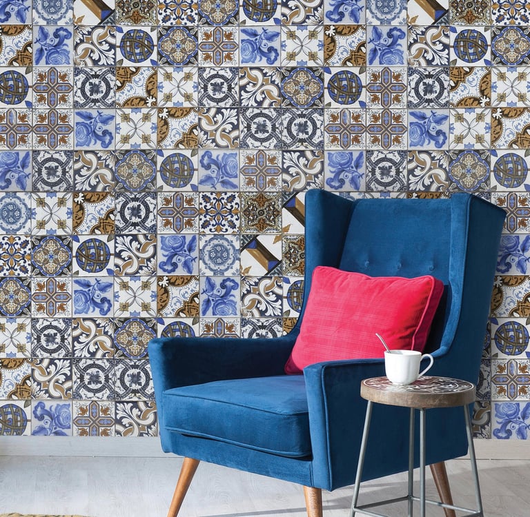 Portuguese Vintage Tiles wall design on Dimense Media Matt