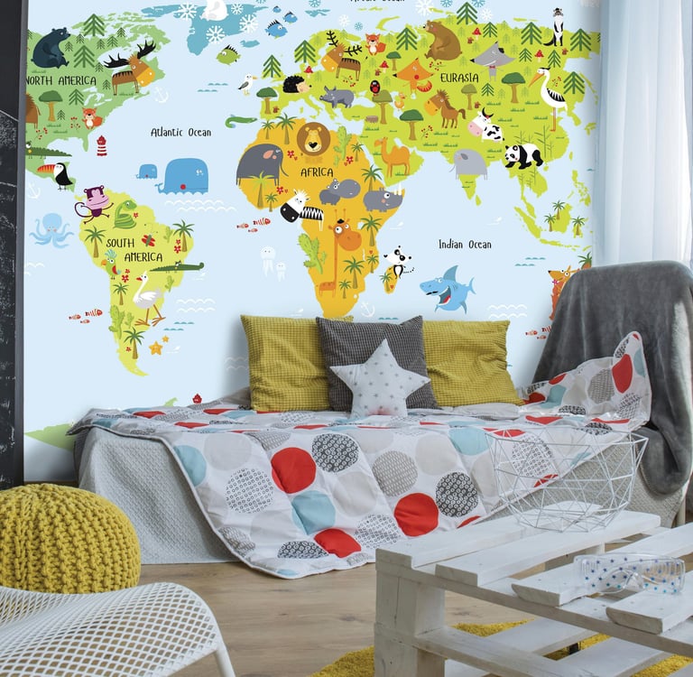 Kids Map wall design on Dimense Media Matt
