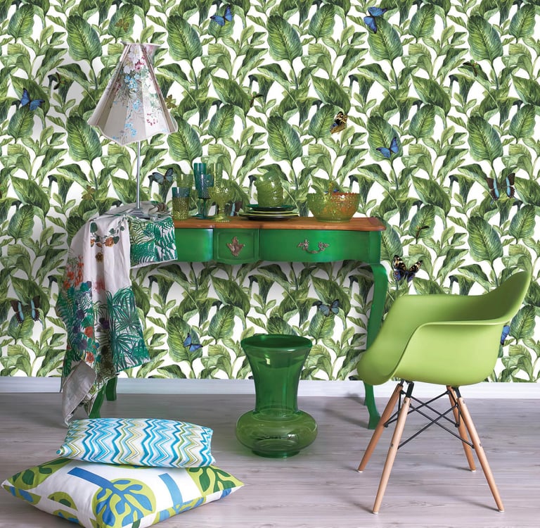 Green Leaves wall design on Dimense Media Matt