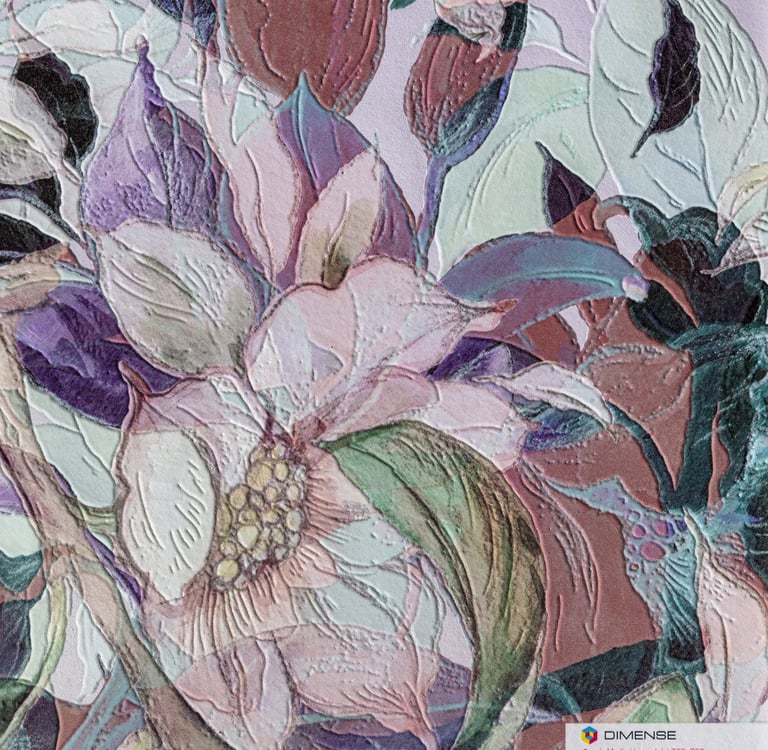 Close-up of Pastel Color Flowers texture on Dimense Media Suede
