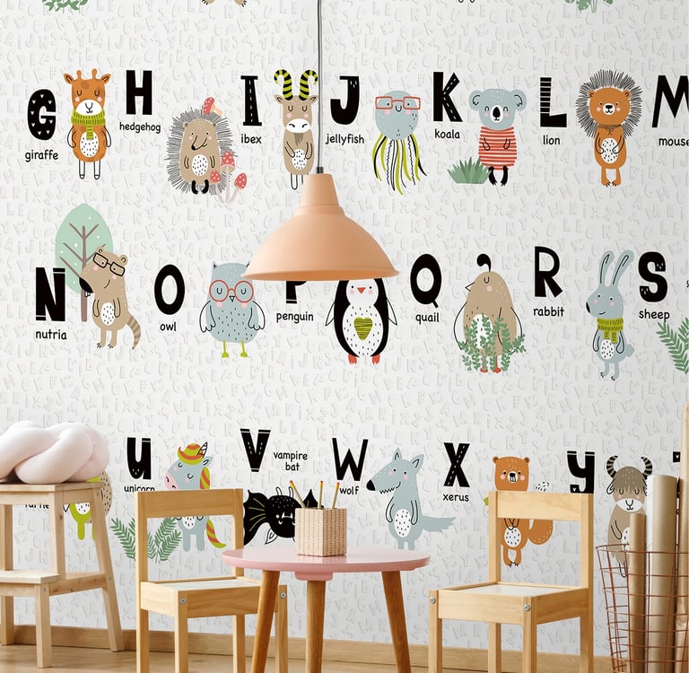 Funky ABC canvas design printed on Dimense Media Matt