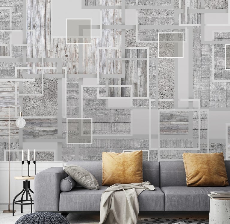 Wood & Concrete wall design on Dimense Media Pearlescent