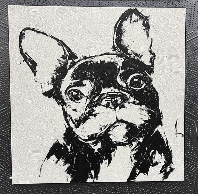 Close-up of Dog canvas texture on suede textile backing