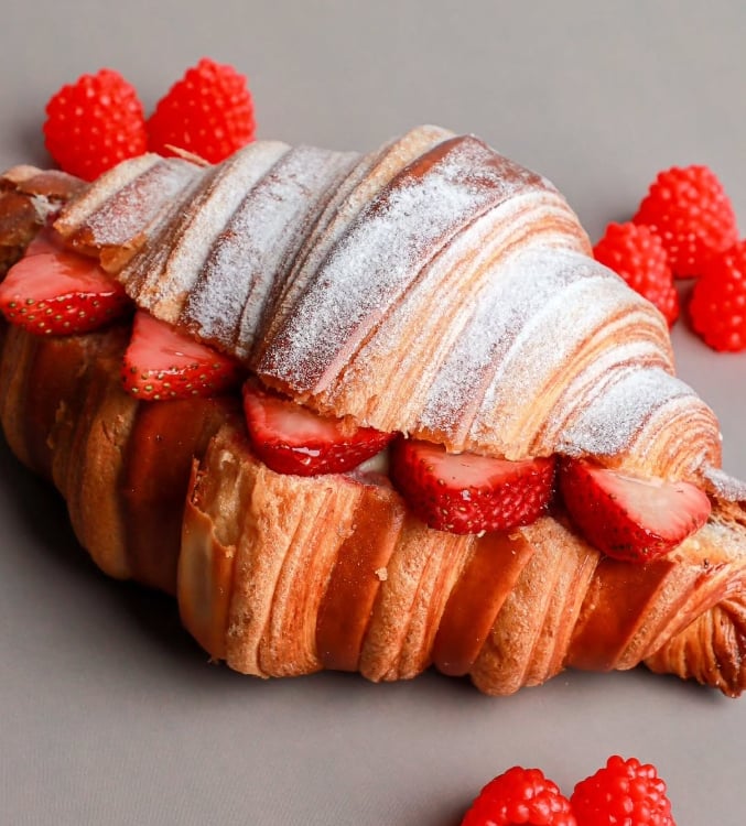Croissant crème brulée + fraises de La Citronnelle