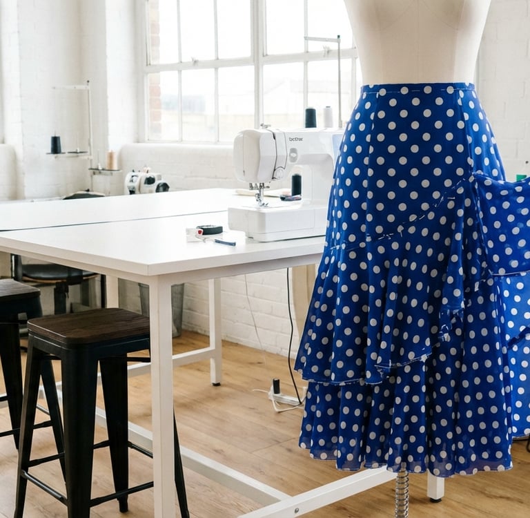 Confección traje de flamenca en taller de costura Valencia MANRIQUE Studio