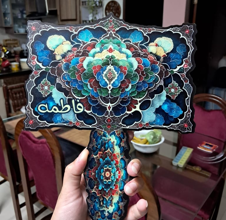 Custom UV printing on acrylic cutout hand mirror