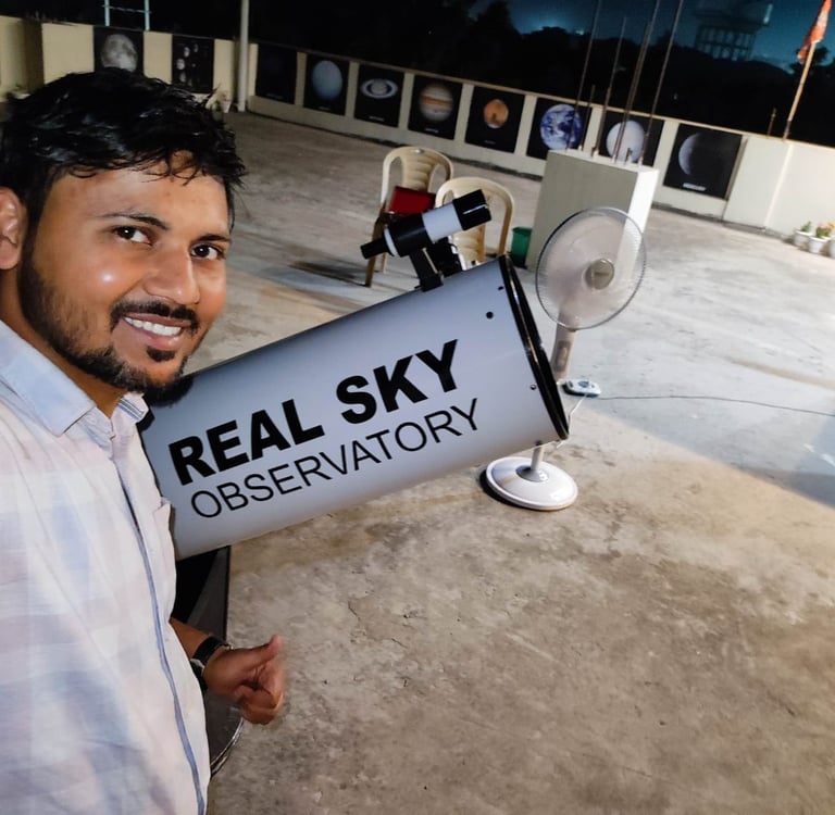Deepak Singh with 12-inch telescope at Real Sky Observatory Greater Noida