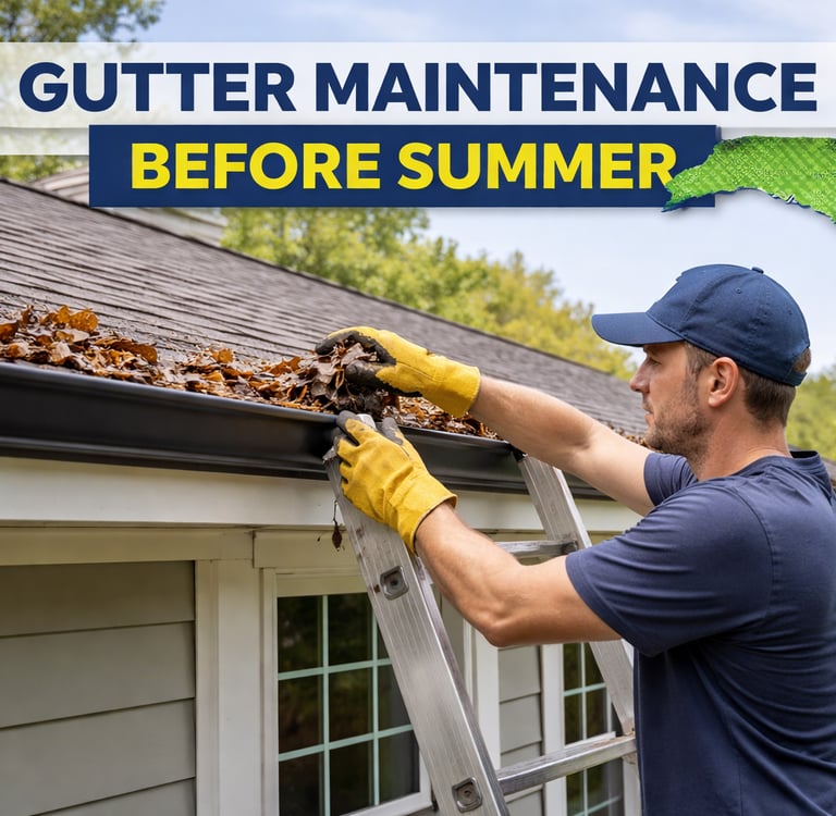 professional gutter cleaning service in Durham NC removing debris from clogged gutters