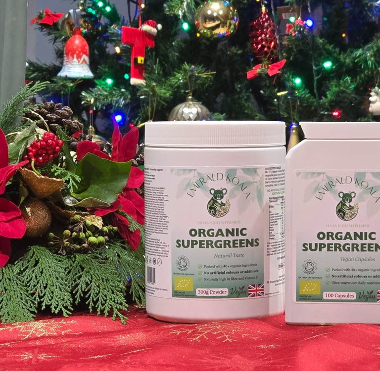 two bottles of organic supergreens