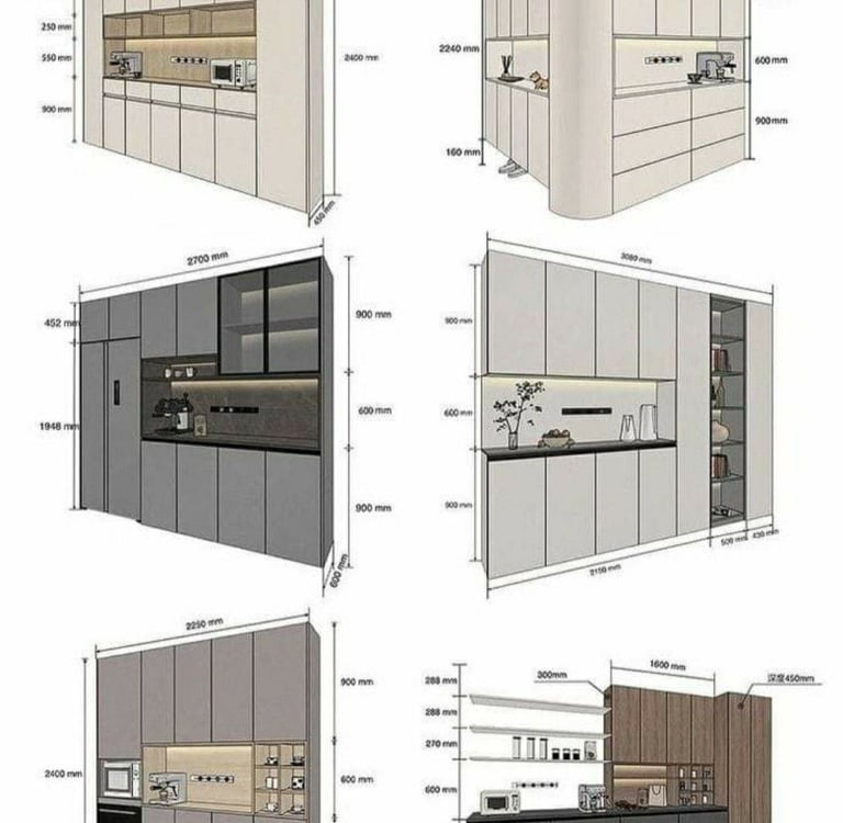 a kitchen with a lot of cabinets and cabinets