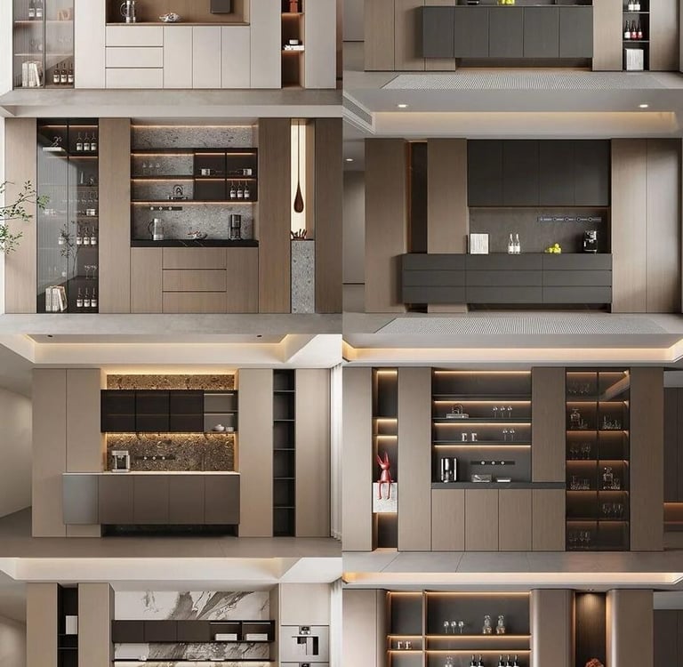 a bunch of different types of kitchen cabinets