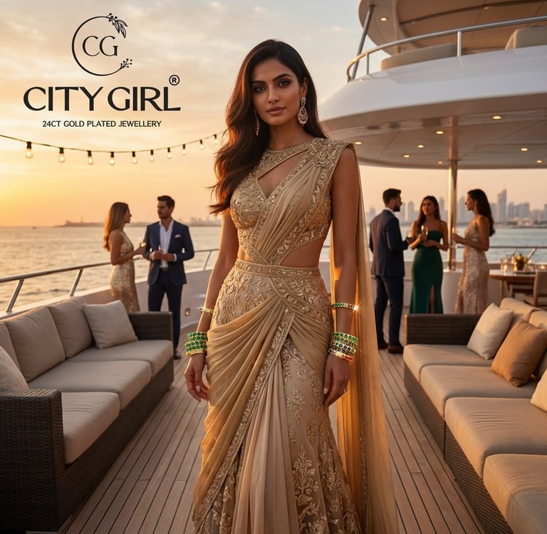 Bridal bangle set in 24K gold plating featuring premium CZ stones — City Gold Churi Design