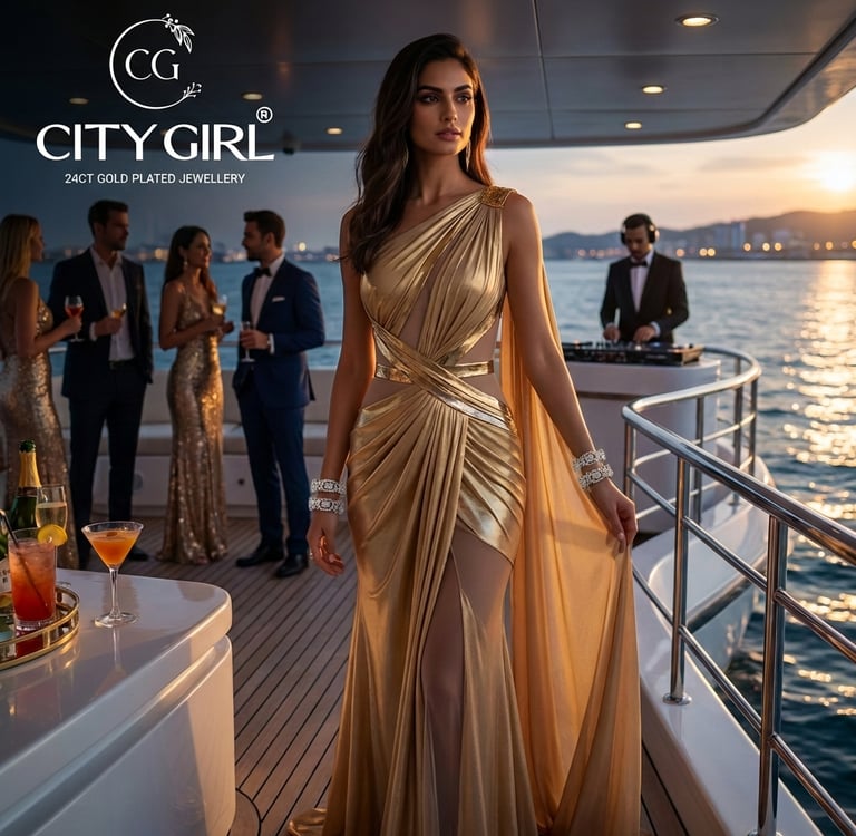 CZ stone studded cocktail party bangles in 24K gold plating — designer bangles City Girl Jewellery