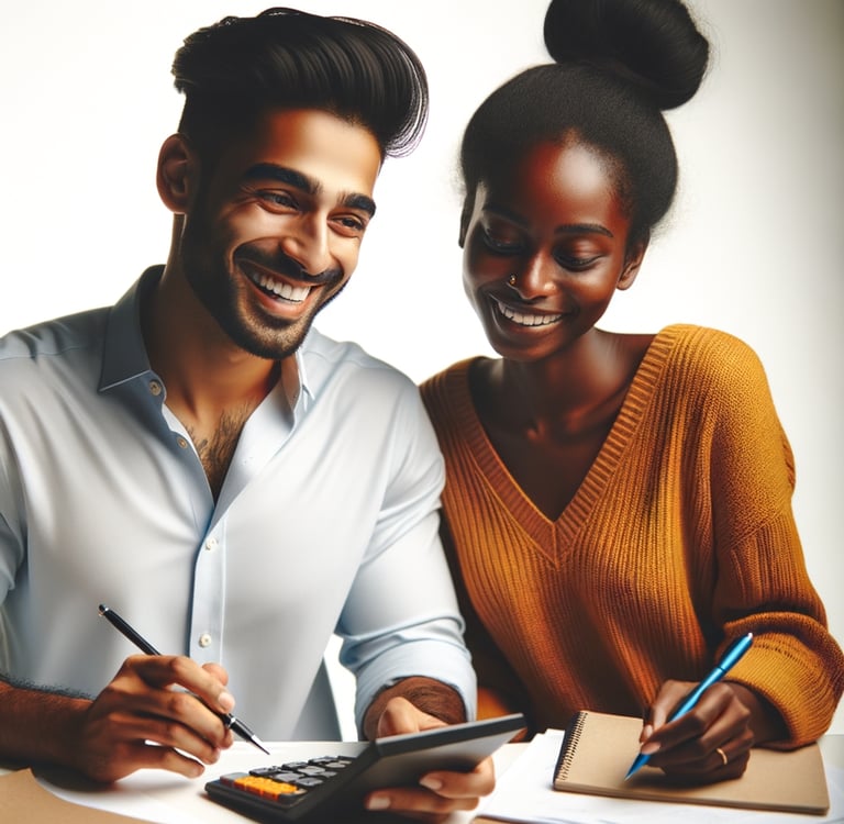 a couple using mortgage calculator 