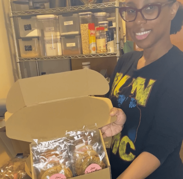 home baker with cookies