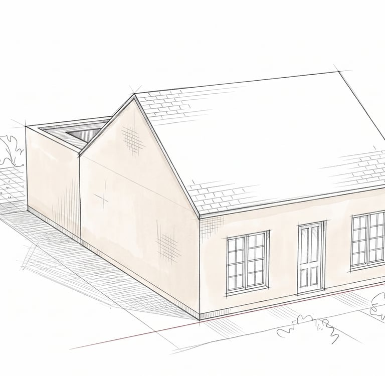 Illustration architecturale maison 3 façades Charleroi - Marquis Énergie