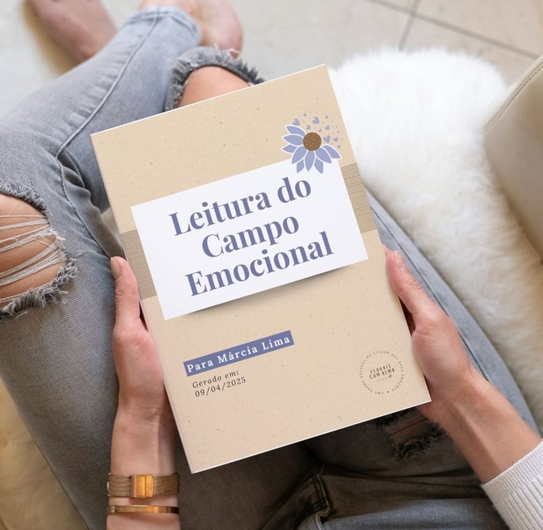 Pessoa com o relatório da Leitura do Campo Emocional, forma de atendimento da terapia floral.