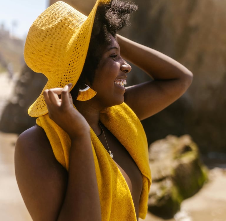 woman in yellow hat