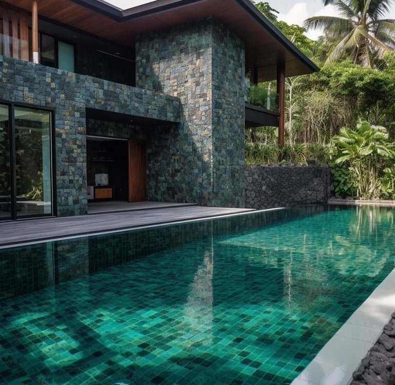 Green stone house decoration