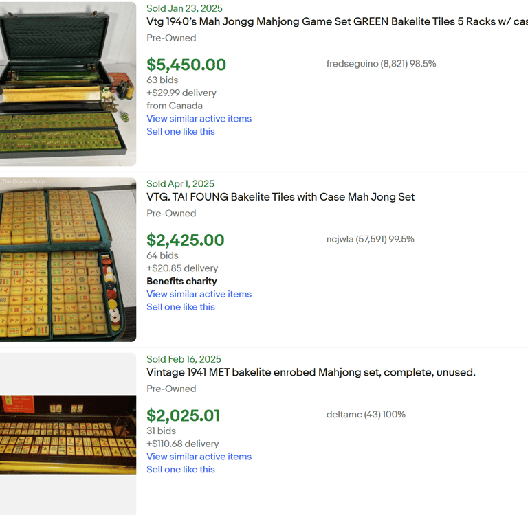 vintage mahjong set sold ebay items games