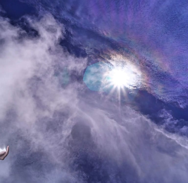 Gravity, Rainbows, and Destiny: Welcome to Phenomena. A hooded woman holding living light in her hand under a sunlit sky.